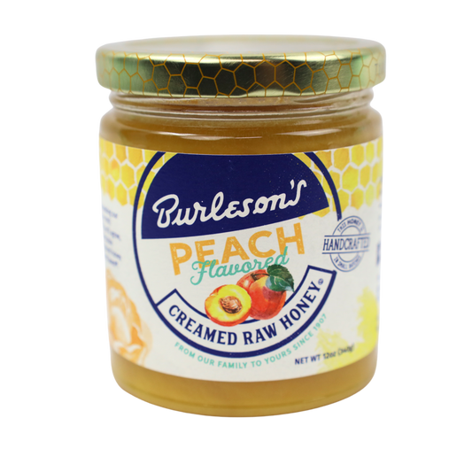 Burleson's Peach Flavored Creamed Raw Honey, 12 Oz (Pack of 12)
